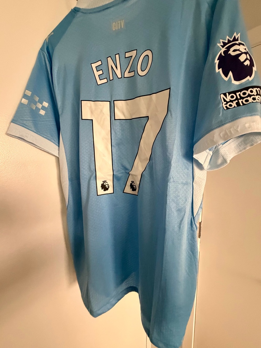 Light Blue ENZO #17 Men's Football Jersey player version